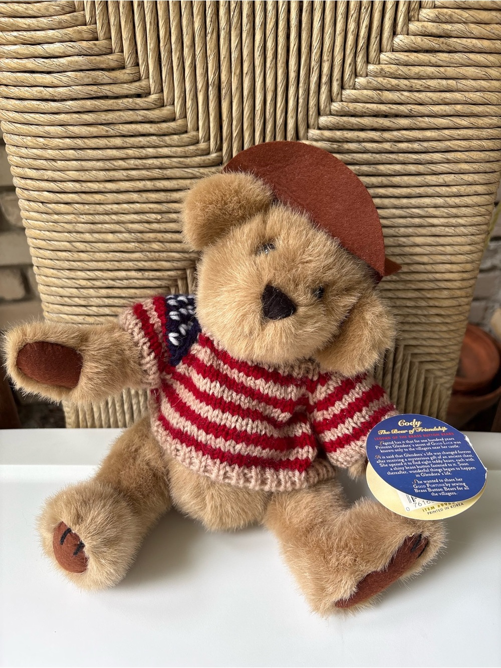 Brass Button Bears plush Bear 'Cody' wearing American flag sweater